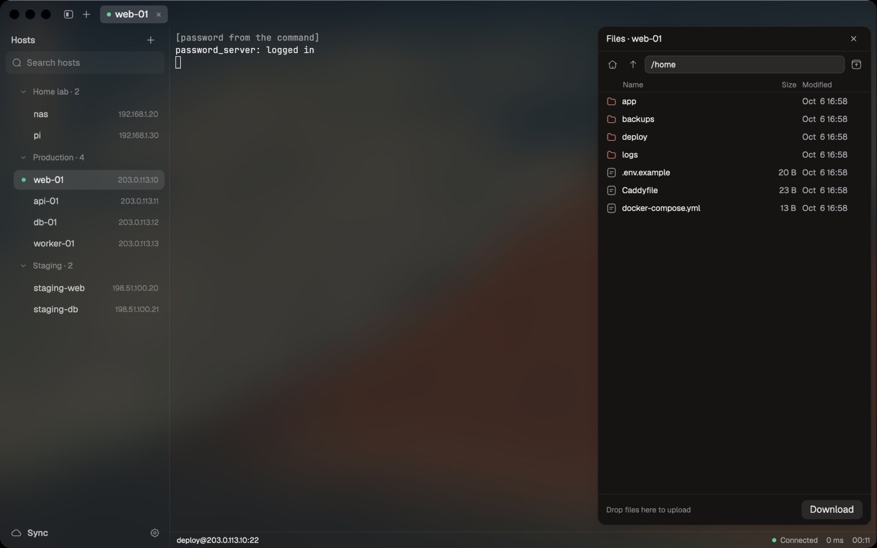 SFTP side panel